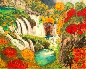 Картина "Водопад", холст, сухая пастель, 40х50, 2026