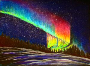 Северное сияние, 21*29, акварель, 2024