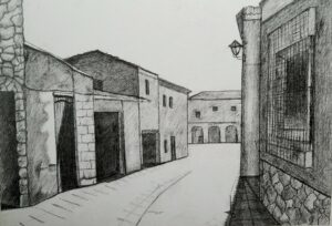 Старинная улица, 21*29, графика, 2023