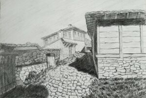 Русские избы, 21*29, графика, 2024