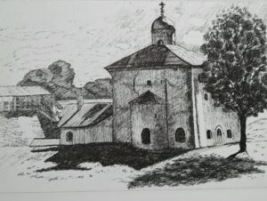 Православная церковь, 21*29, графика, 2023