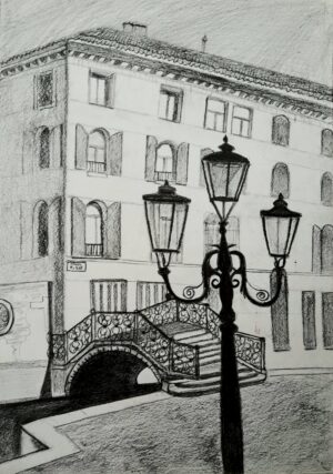 Фонарь, 21*29, графика, 2024